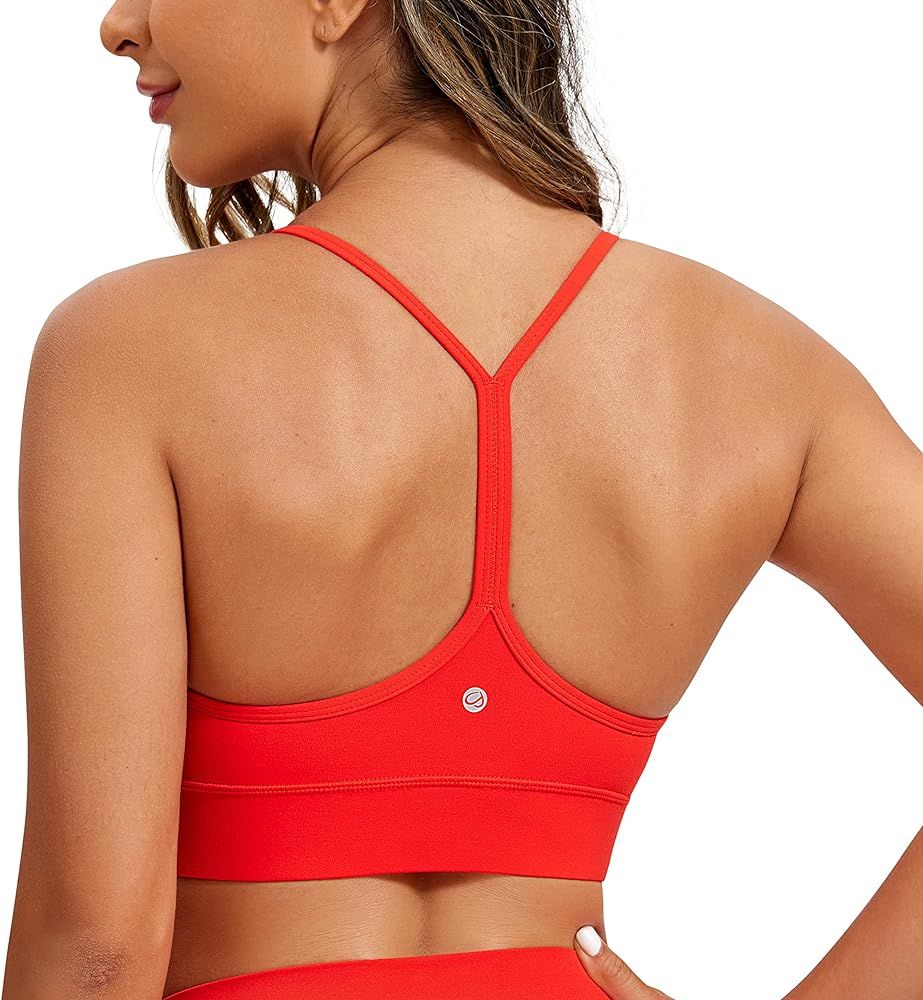 CRZ YOGA Butterluxe Womens Y-Back Racerback Sports Bra - Spaghetti Straps Wireless Scoop Neck Ath... | Amazon (US)