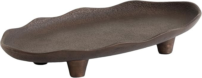 Kate and Laurel Alessia Modern Decorative Scalloped Oval Footed Metal Tray, 14 x 8, Bronze, Trans... | Amazon (US)