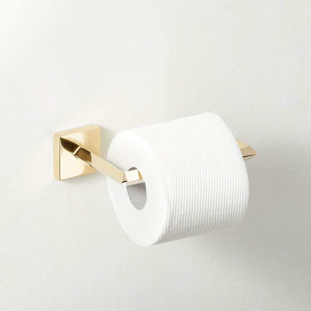 BLAINE UNLACQUERED BRASS WALL MOUNTED TOILET PAPER HOLDER | CB2