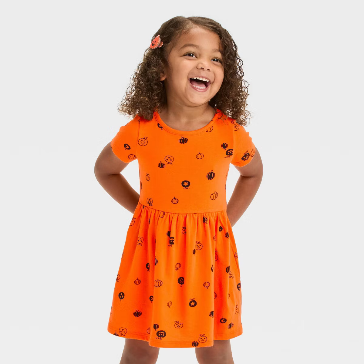 Toddler Girls' Short Sleeve Pumpkin Dress - Cat & Jack™ Orange | Target