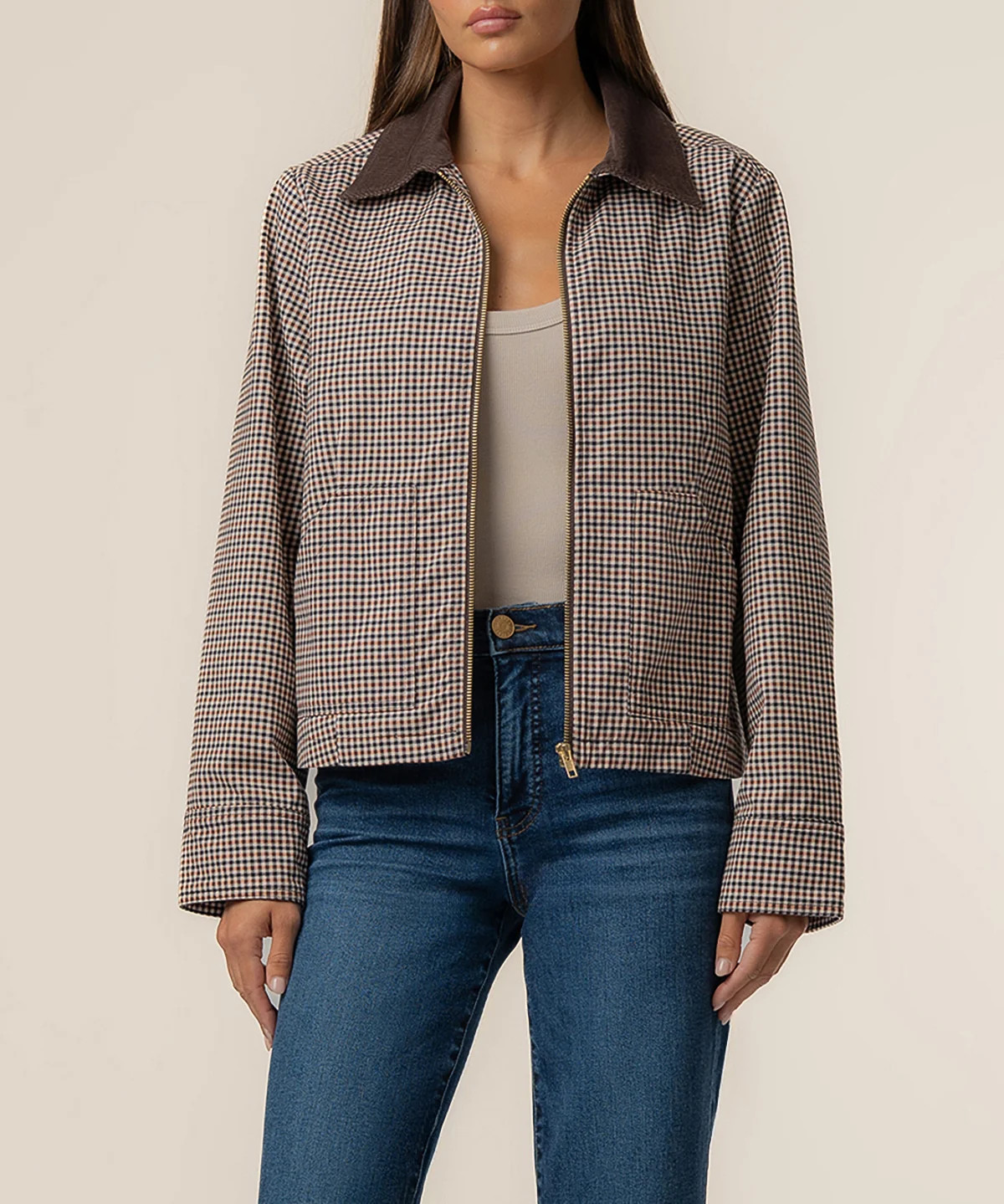 Natalia Twill Plaid Jacket in Chocolate - Kut from the Kloth | Kut From Kloth
