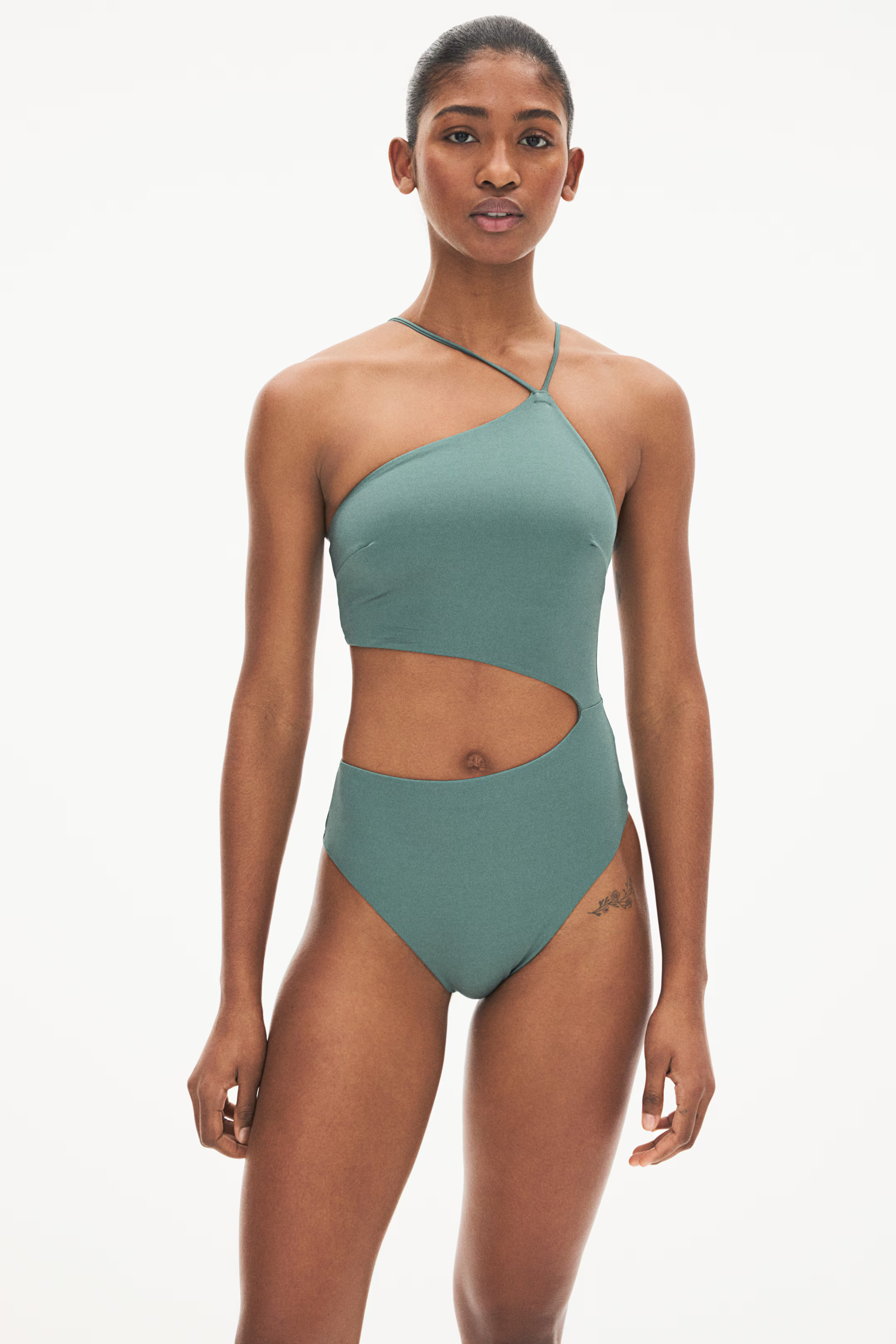 High-Leg Cutout Swimsuit - Dusty green - Ladies | H&M US | H&M (US + CA)