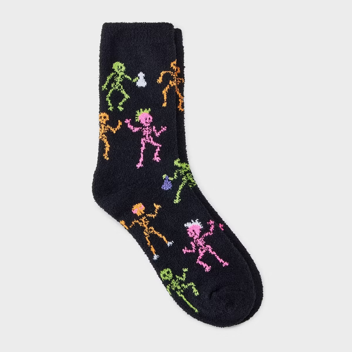 Women's Skeleton Fun Halloween Cozy Crew Socks - Hyde & EEK! Boutique™ Black 4-10 | Target