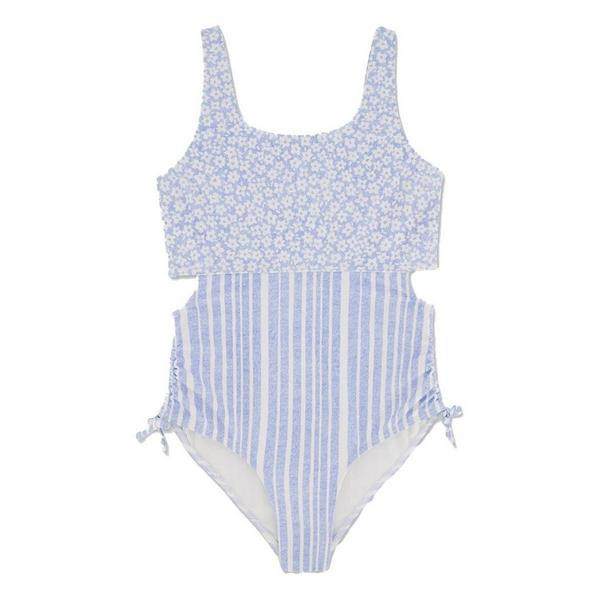 Girls' Billabong By the Sea Mix-Print One Piece Swimsuit 8 Light Chambray | Scheels Sports