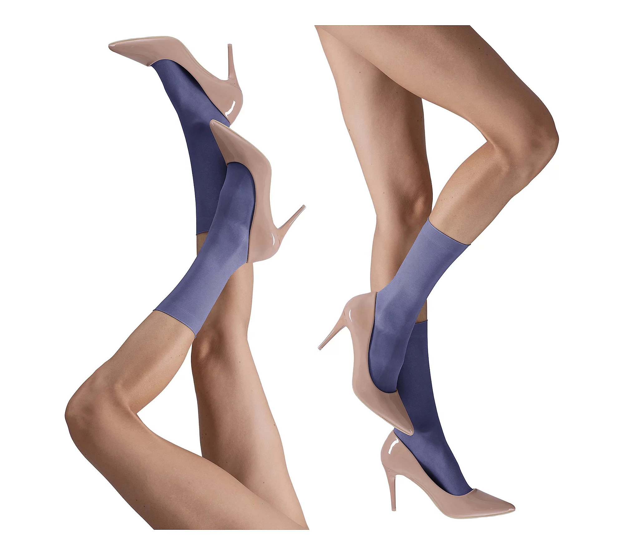 LECHERY Set of 2 Lustrous Silky Shiny SheerDress Socks | QVC