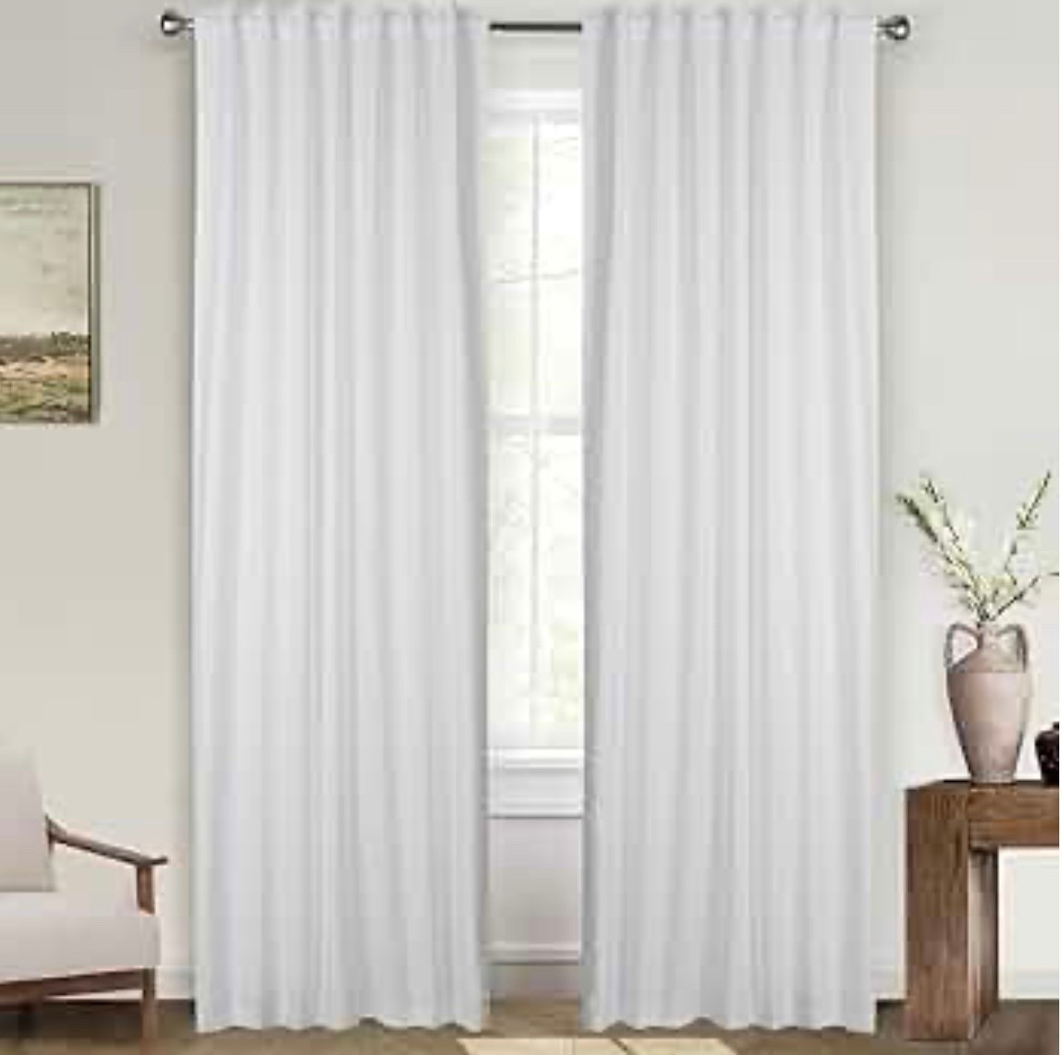 Ramanta Home Cotton Light Filtering Curtains 50x96 Inch - Set of 2, Farmhouse Cotton Textured Semi Sheer Drapes, Back Tab Window Linen Curtain Panels, Duck Fabric Curtain for Living Room - White

#LTKHome #LTKU #LTKFamily