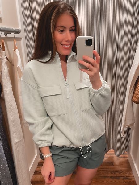 Love this mint zip up!  Great color for spring.  Paired here with cargo shorts.  Perfect for lounge or working out.  Wearing medium in the shorts and small on the jacket. 

Madewell // Madewell Jeans // Madewell Perfect Vintage // Madewell Sale // Madewell Dress // Madewell shorts // MWL // active wear // Athleisure 

#LTKFind #LTKfit #LTKsalealert