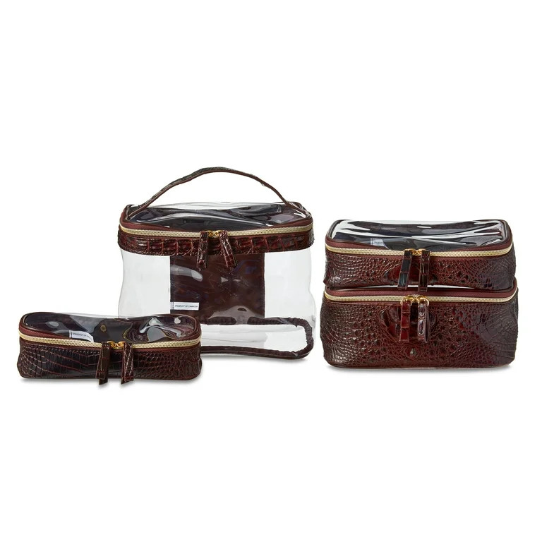 Cosmetic Bag Clear Train Case with Accessory Pouches and Two Tone Texture Trim, 4 Piece Set | Walmart (US)