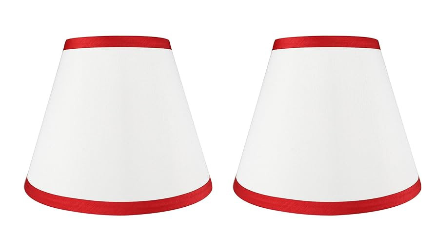 Urbanest Set of 2 Coolie Hardback Lampshade, Faux Silk, 5-inch by 9-inch by 7-inch, Off White with Red Trim, Spider Washer Fitter | Amazon (US)