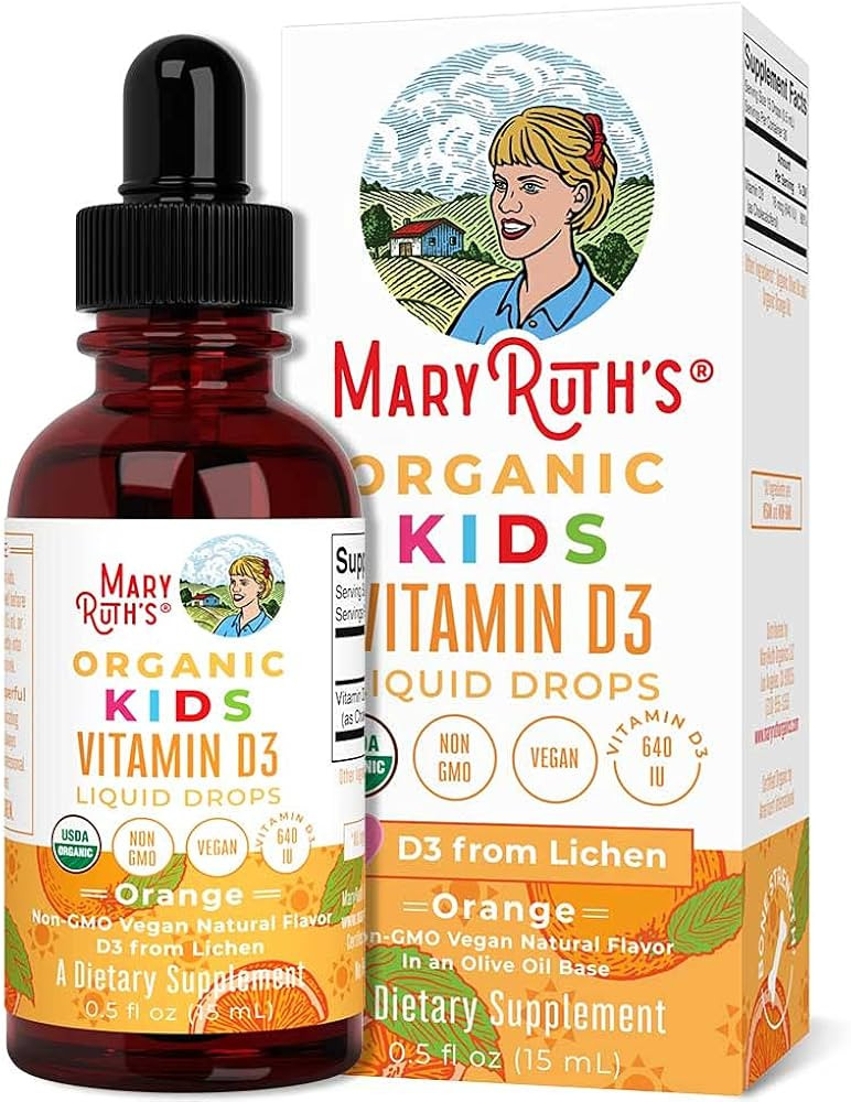 USDA Organic Vitamin D3 Liquid Drops for Kids by MaryRuth's | 640 IU Vitamin D3 Per Serving | Kid... | Amazon (US)