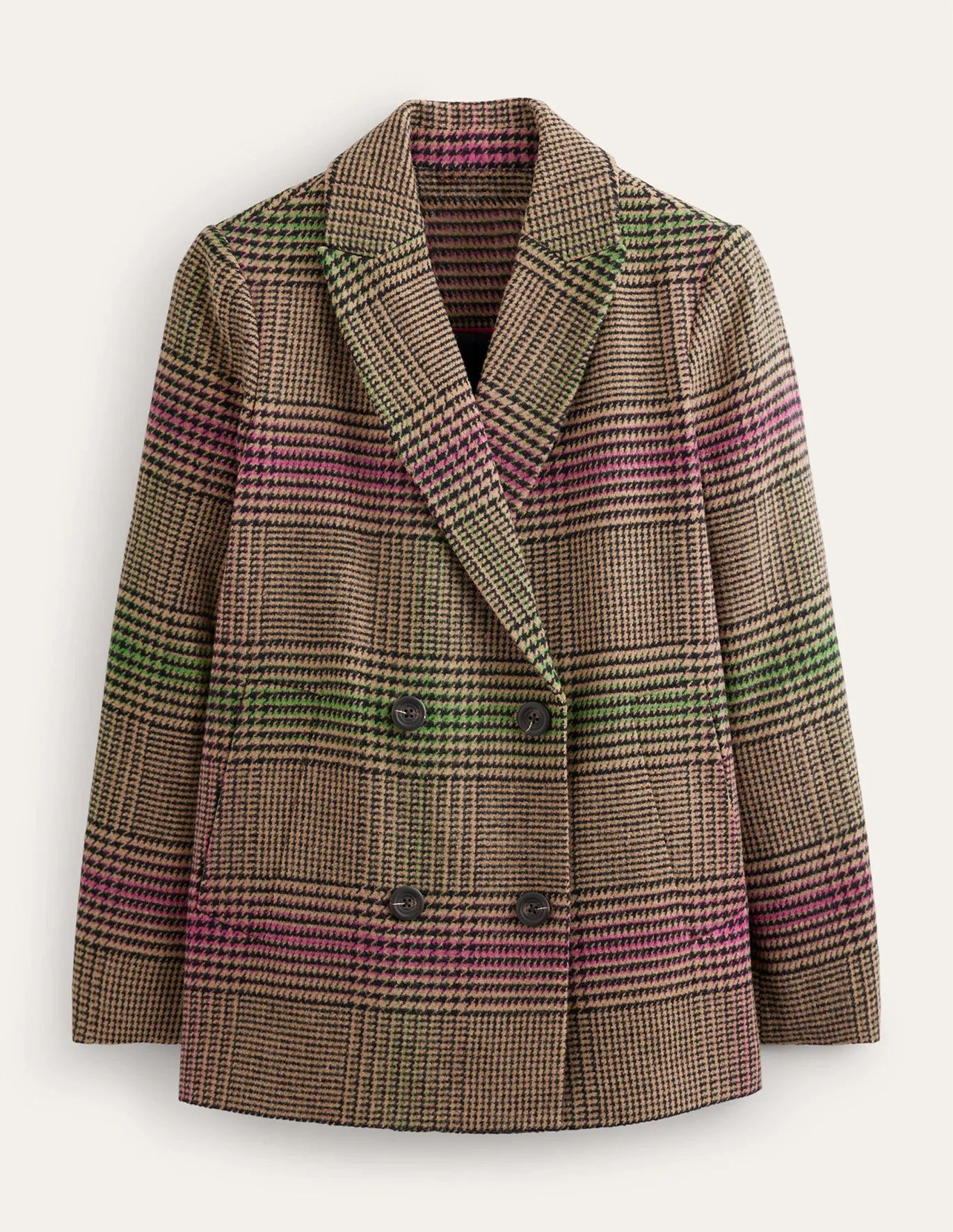 Double-Breasted Checked Coat | Boden (US)