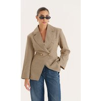 Check Print Cinched Waist Tailored Blazer- Reese | 4th & Reckless