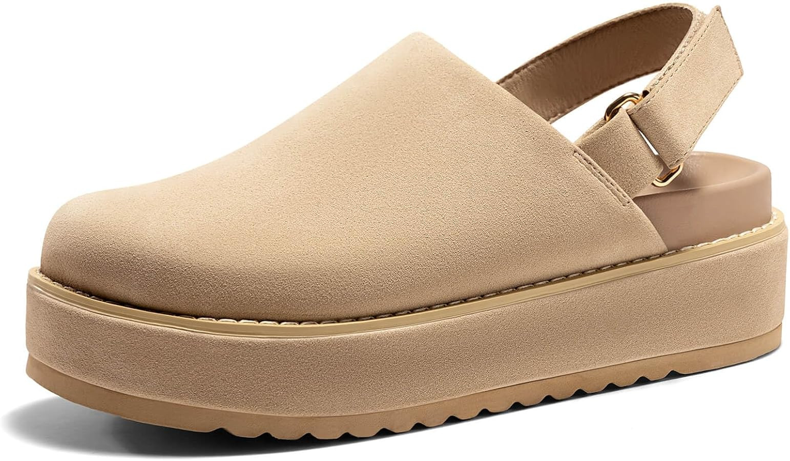 Coutgo Women's Platform Clogs Adjustable Strap Slip on Mules Shoes Comfortable Fall Sandals | Amazon (US)