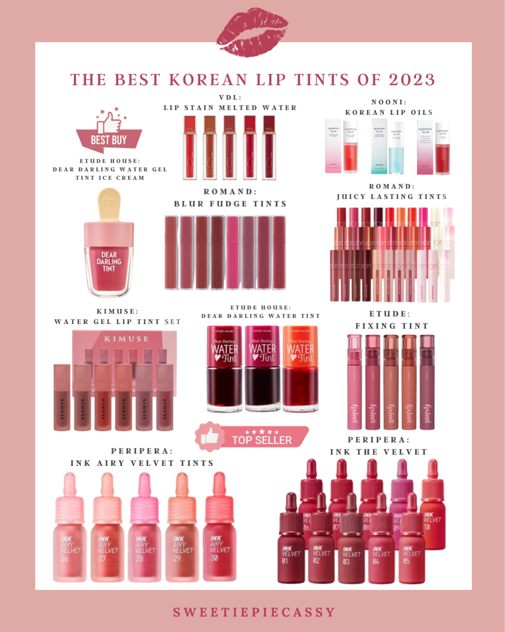 Korean Beauty: Top Lip Tints of 2023

Lip Tints that last all day! Korean lip care is huge at the moment and with so many to choose from, here’s a little guide to picking your favourites! There are tons to pick from with tons of shades, glosses, matte’s & stains! These are some of the best Lip Tints of 2023!💫

#LTKGiftGuide #LTKHoliday

#LTKbeauty #LTKfindsunder50 #LTKstyletip