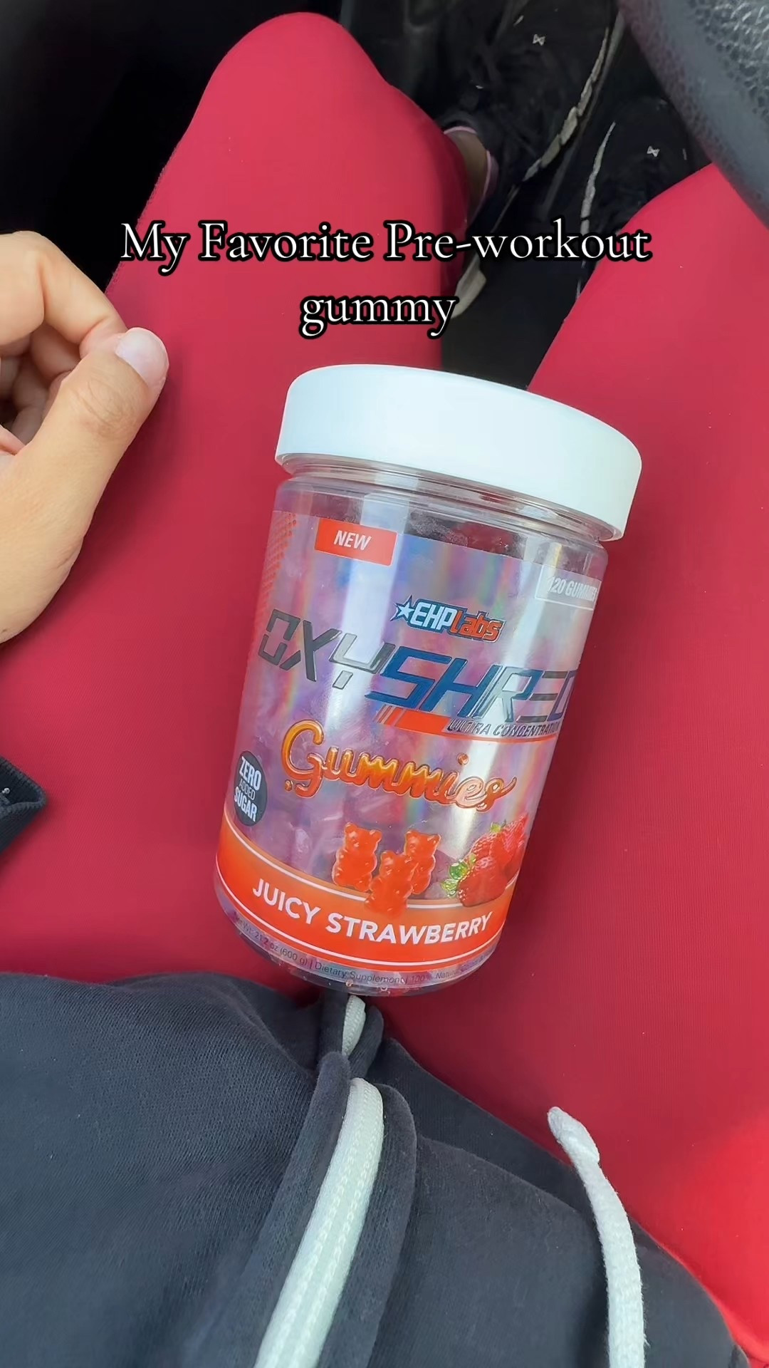 oxyshred prework strawberry gummies. 2 gummies =100mg of natural caffeine. No more washing a million shaker cups after the gym or dry scooping. 

#LTKActive #LTKdayinmylife #LTKfitnessgoals