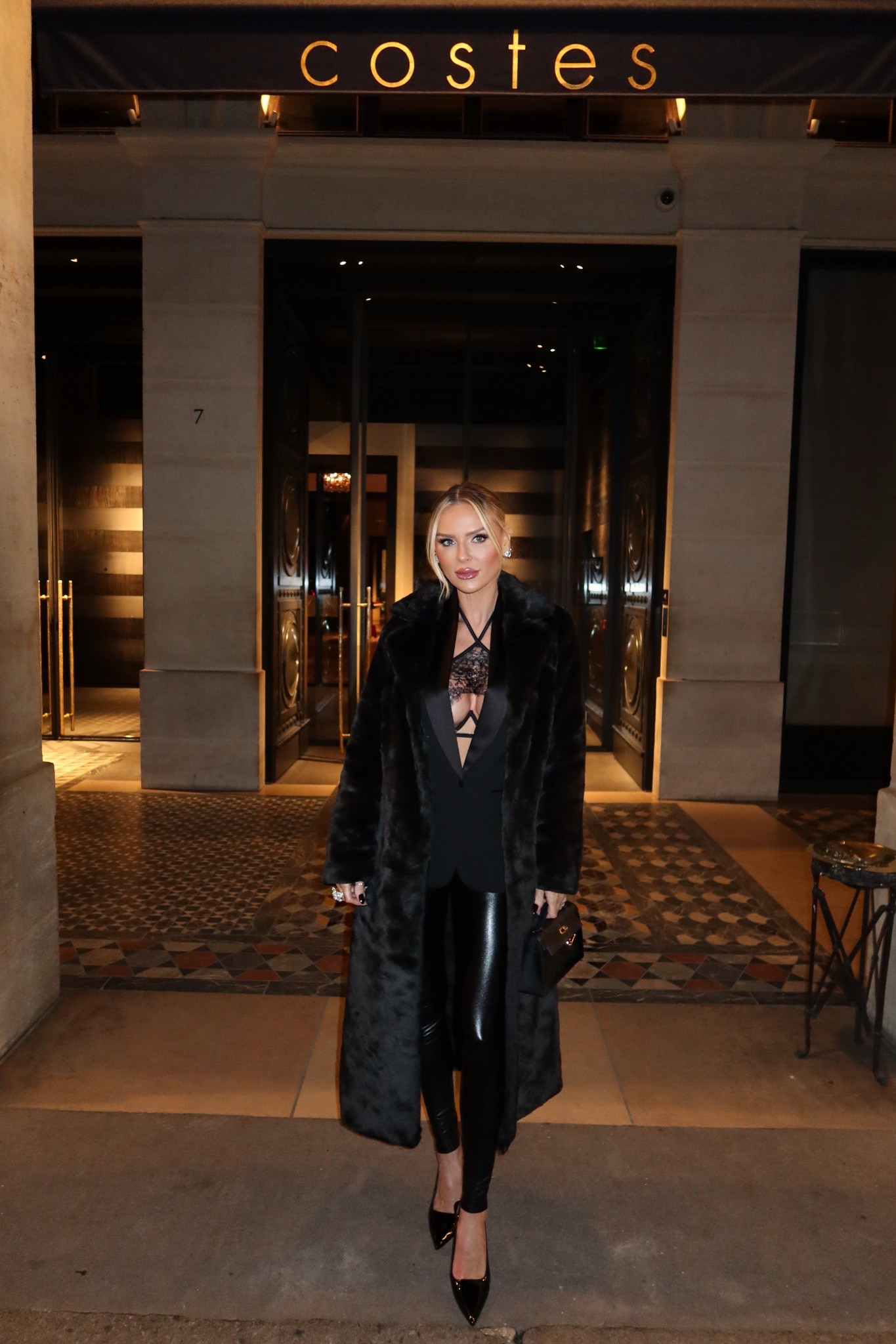 Paris evening look styled around my favorite faux fur coat. Layered over a structured blazer, lace detail and sleek black faux leather pants for a polished night-out outfit.

#LTKootd #LTKTravel #LTKdayinmylife