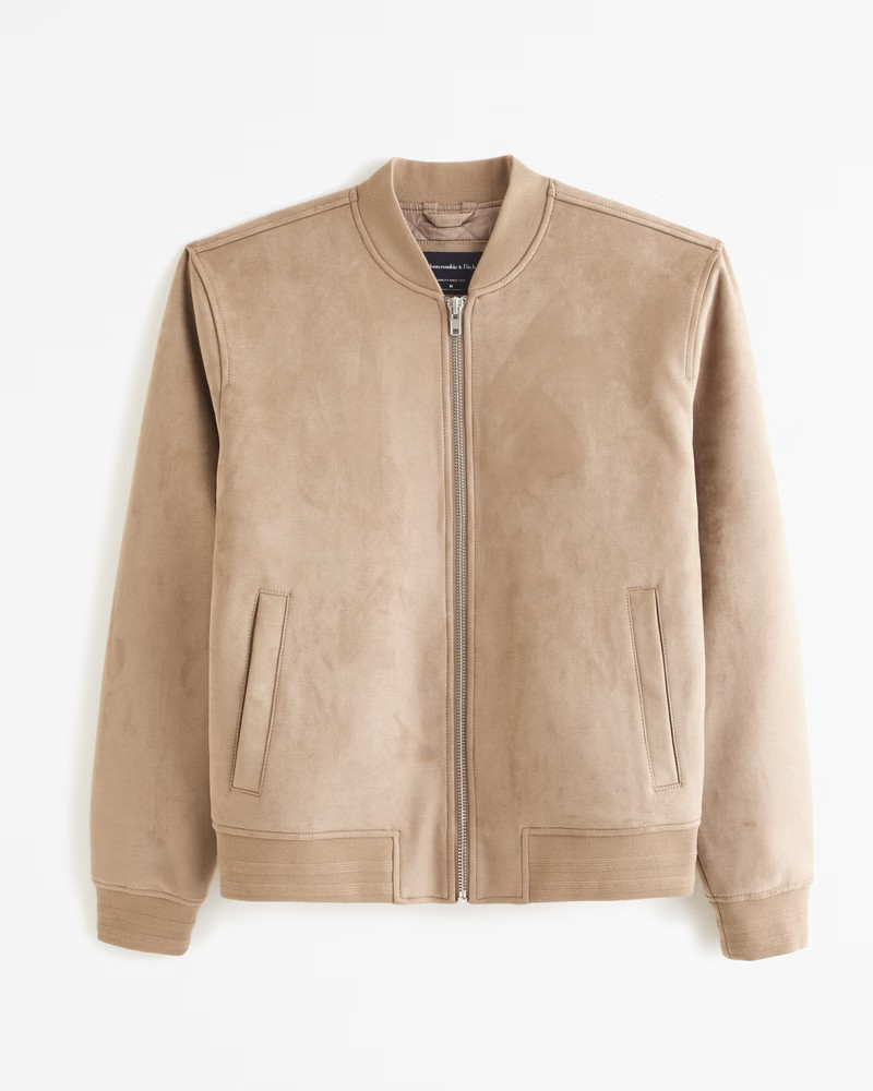 Vegan Suede Bomber Jacket | Abercrombie & Fitch (US)