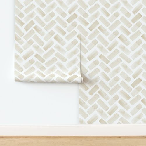 (jumbo scale) watercolor herringbone - tan C19BS | Spoonflower