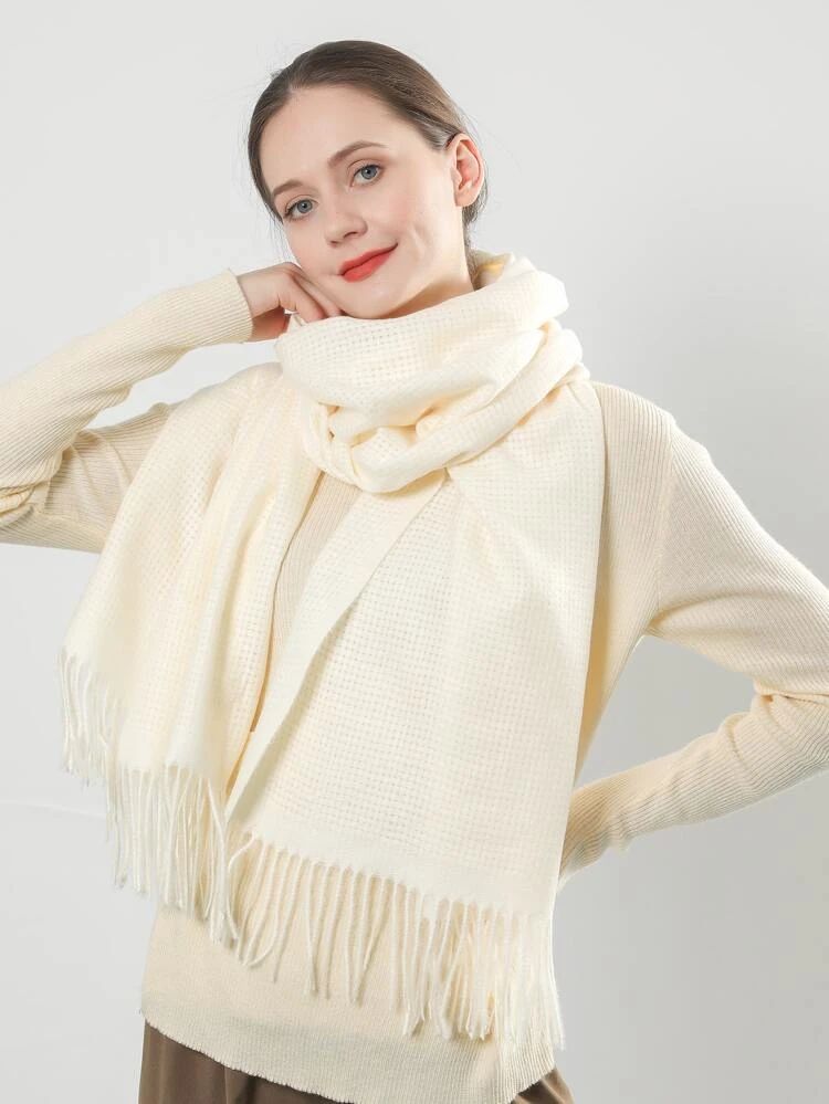 Solid Fringe Hem Scarf | SHEIN