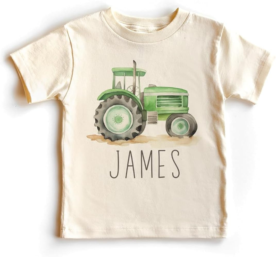 Personalized Tractor Toddler Shirt - Cute Custom Name Farmer - Green Farm Tractor Tee - Boho Natu... | Amazon (US)