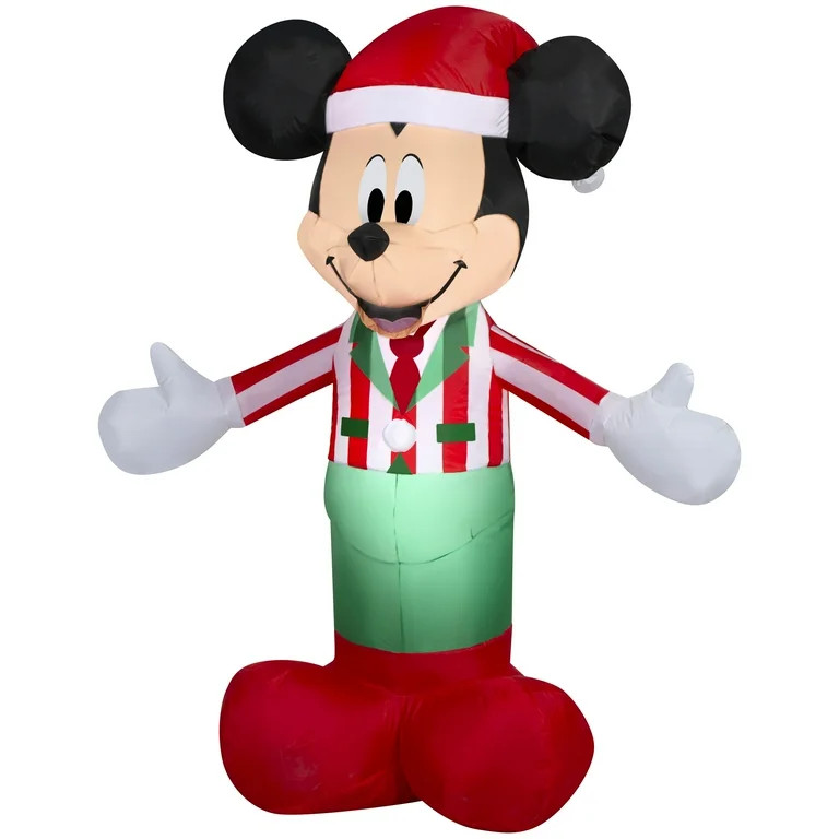 5 ft Mickey in Striped Shirt Christmas Airblown Yard Inflatable, Multicolor, by Disney | Walmart (US)