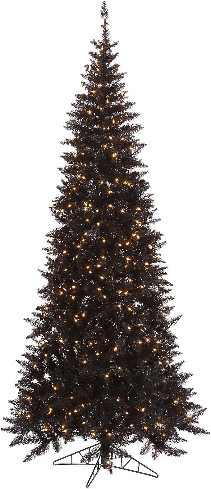 Vickerman 7.5' Black Fir Slim Artificial Christmas Tree - Warm White Dura-lit LED Lights - Season... | Amazon (US)