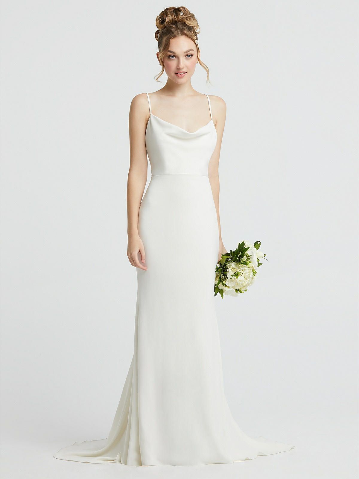 Cowl-Neck Convertible Strap Mermaid Wedding Dress | The Dessy Group