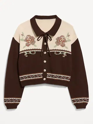 Seaside Cotton Tie-Front Collared Cardigan | Old Navy (CA)