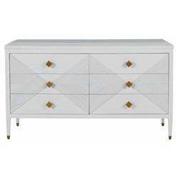 Gabby Julia French White Wood Textured Stained Gold Accent Double Dresser | Kathy Kuo Home