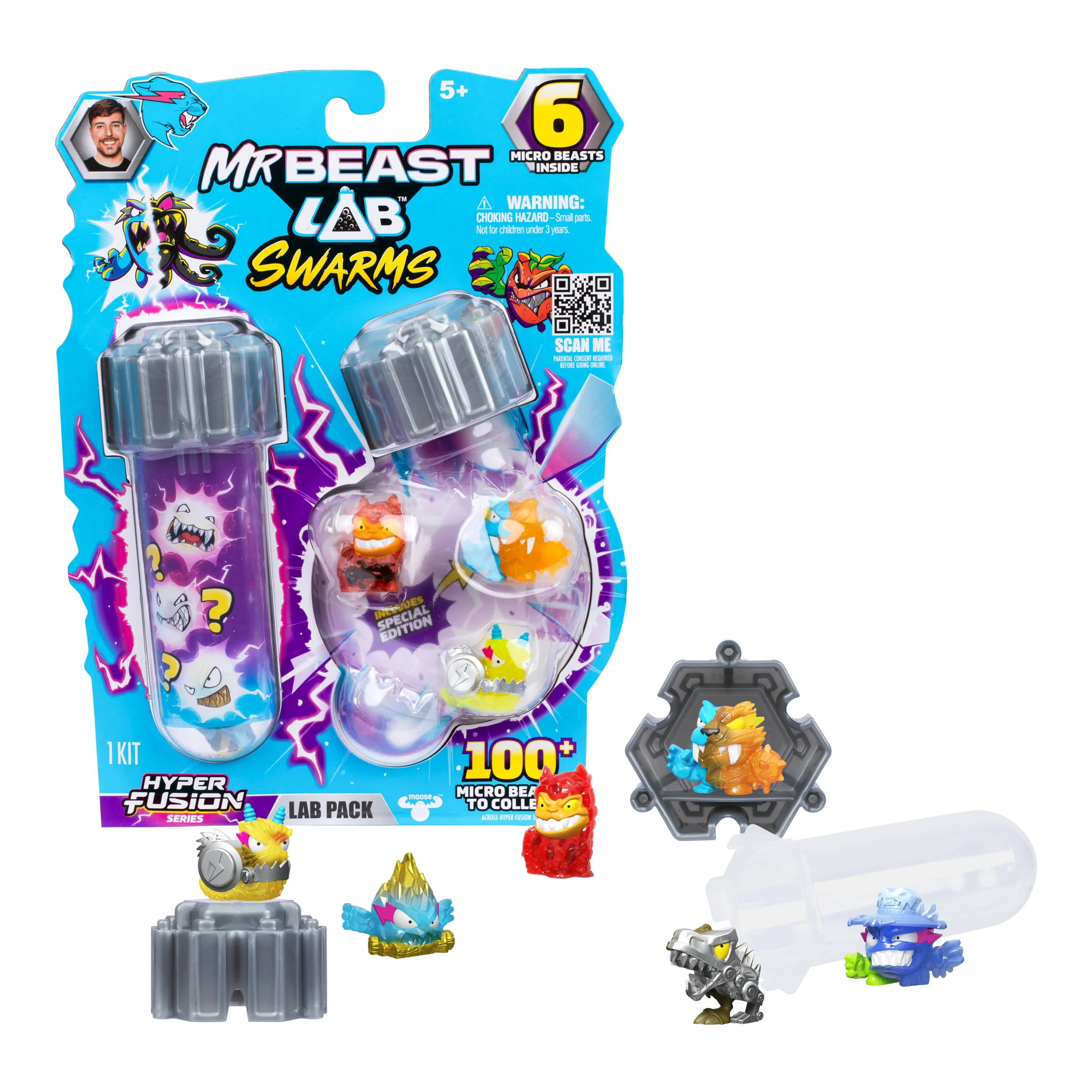 MrBeast Lab Swarms Hyper Fusion Series, Includes 6 Micro Beasts Figures, 6 Collectible Stickers &... | Walmart (US)