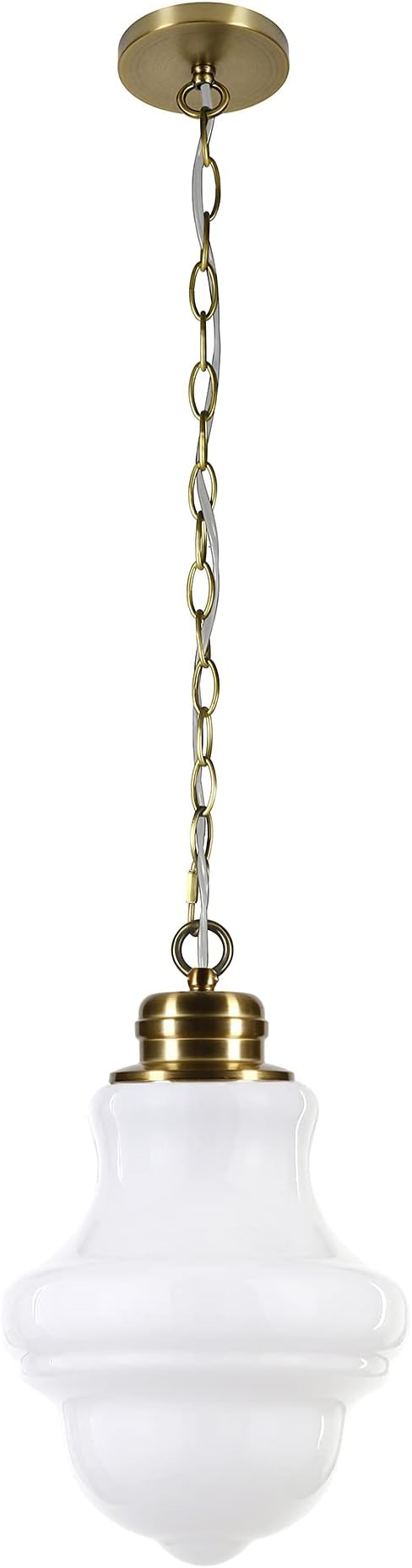 Annie 9.13" Wide Pendant with Glass Shade in Brass/White Milk | Amazon (US)