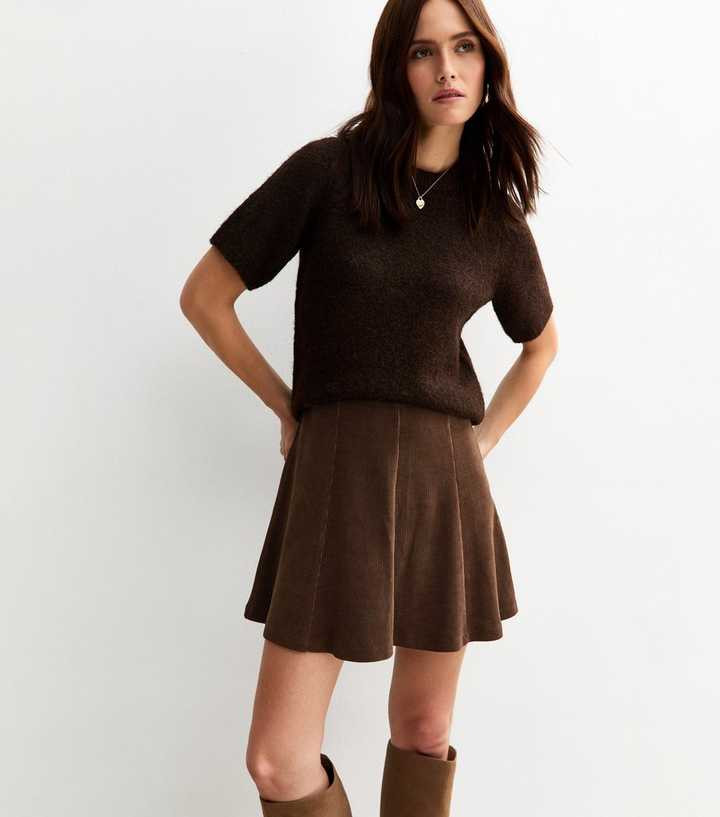 Brown Corduroy Pleated Mini Skirt | New Look | New Look (UK)