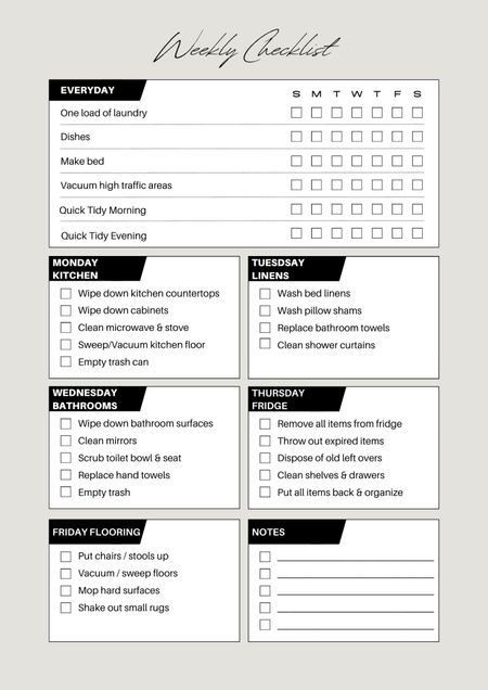 Weekly cleaning schedule, printable, customizable and checklist. Get it free or buy it for only $0.99 to be able to customize it!

Weekly cleaning routine, Printable cleaning checklist, Customizable cleaning schedule, Household chores planner, Cleaning checklist template, Weekly home maintenance, Household organization printables, Cleaning routine tracker, Printable chore chart, Customizable housekeeping checklist.

#LTKMostLoved 

Follow my shop @allthingsnew_home on the @shop.LTK app to shop this post and get my exclusive app-only content!

#liketkit 
@shop.ltk
https://liketk.it/4u6uG

#LTKhome #LTKfindsunder50 #LTKhome #LTKsalealert #LTKfindsunder50

Follow my shop @allthingsnew_home on the @shop.LTK app to shop this post and get my exclusive app-only content!

#liketkit 
@shop.ltk
https://liketk.it/4Ci8m

#LTKFindsUnder50 #LTKStyleTip #LTKHome