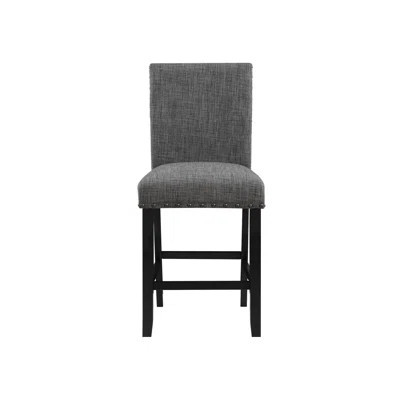 2 Dark Grey Bar Stools, Fabric Seat, Foam Filling, Solid Back, Transitional Style, Dining Furniture, Wipe Clean Gray Stools 2 Units , Padding, For Ar | Wayfair North America