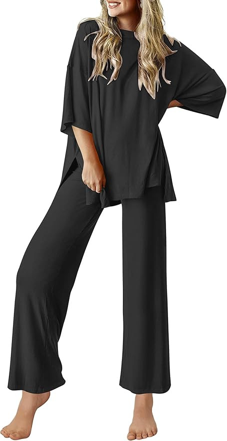 Ekouaer Lounge Sets for Women Short Sleeve Tops and Long Pants Soft Comfy Pajamas Set 2 Piece Out... | Amazon (US)