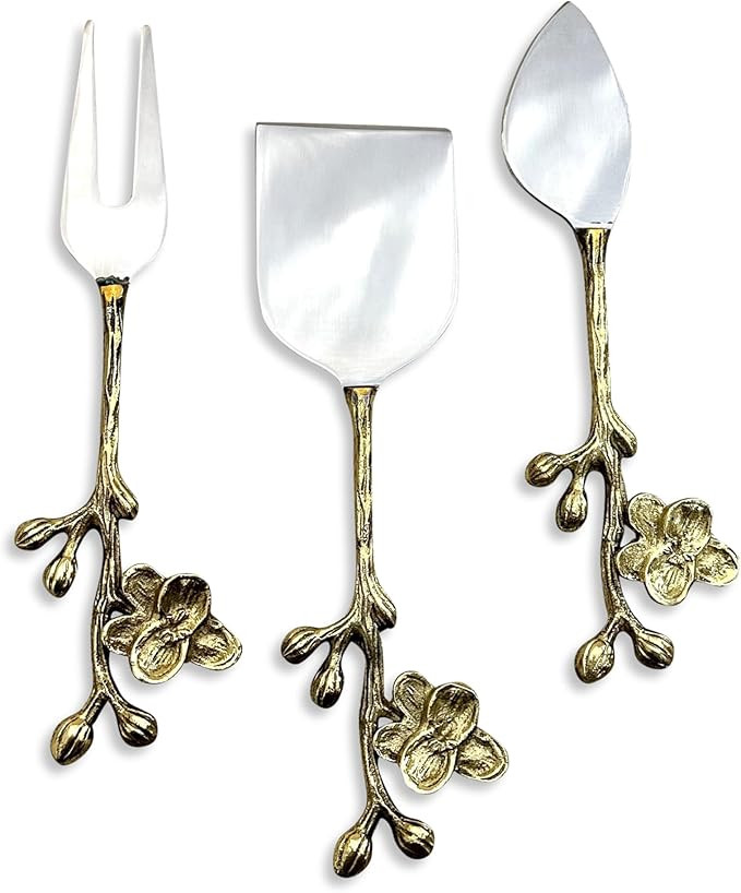 Flower Bloom Handle, Antiqued Gold/Silver Tone 7.5 Inch Stainless Steel Cheese Knife Serving Tool... | Amazon (US)