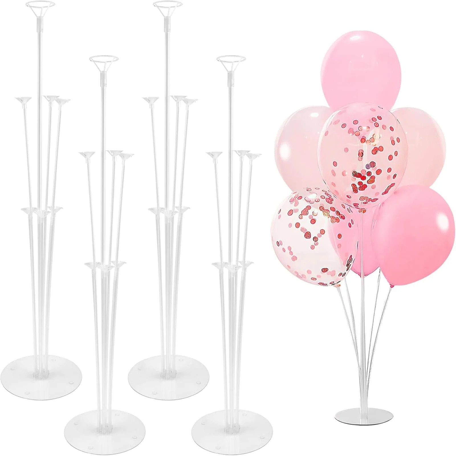 AUCLAY 4 Sets Balloon Stand Kits, Balloon Sticks Holder with Base for Birthday Baby Shower Party ... | Walmart (US)