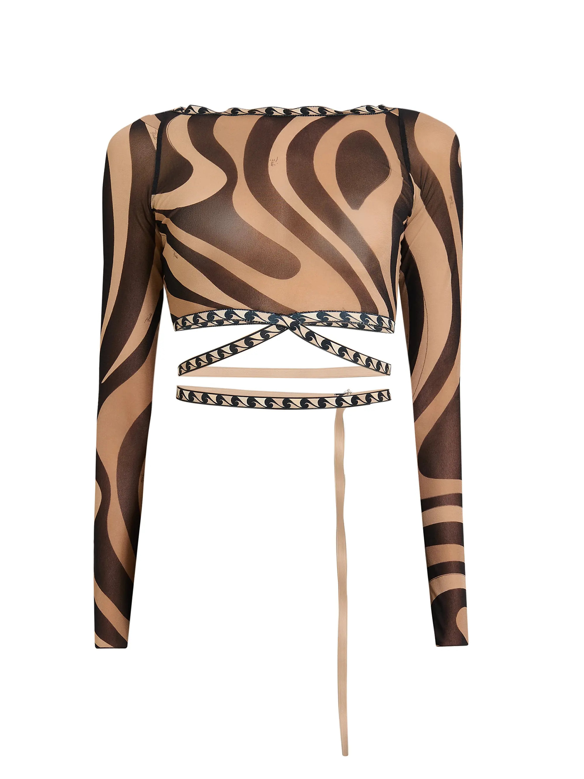 Pucci L'Alba Printed Tie-Waist Tulle Top | Saks Fifth Avenue | Saks Fifth Avenue