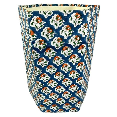 Waste Basket | Decorative Small Waste Basket | Cute Bedroom Trash Can | Blue Trash Can (Blue & Re... | Amazon (US)