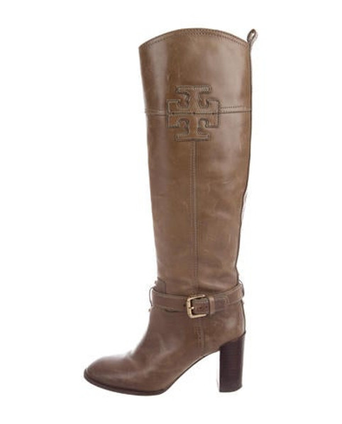 Tory Burch Leather Knee-High Boots Neutrals | The RealReal