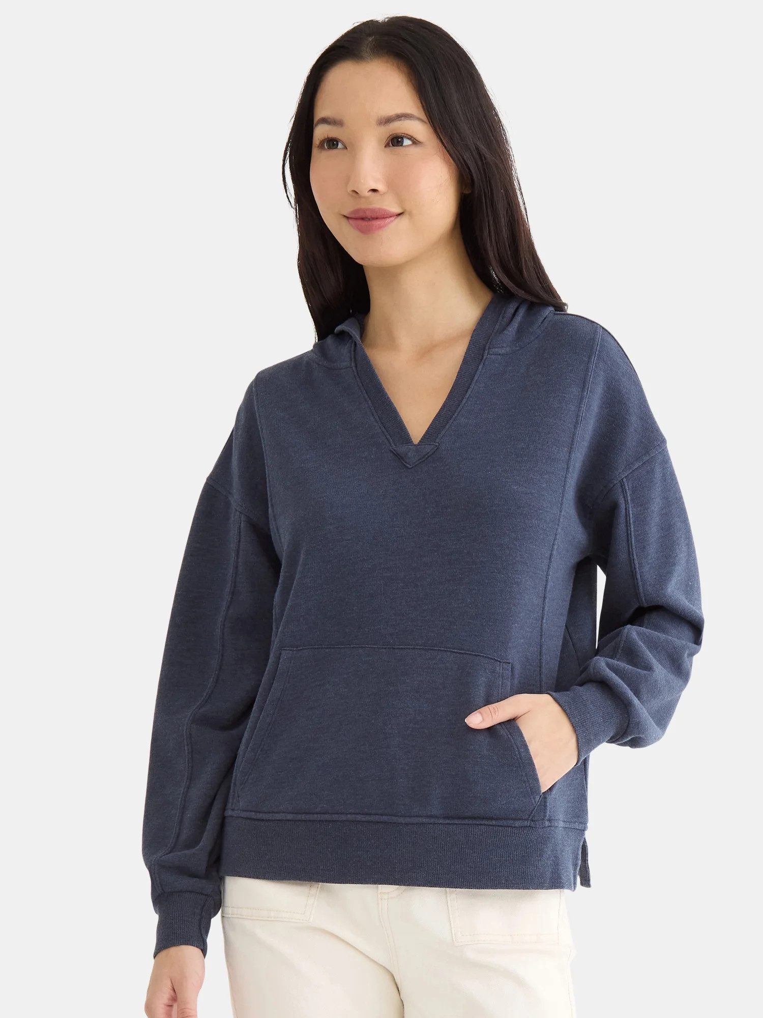 Time and Tru Women's Split Neck Hoodie, Sizes XS-XXXL | Walmart (US)