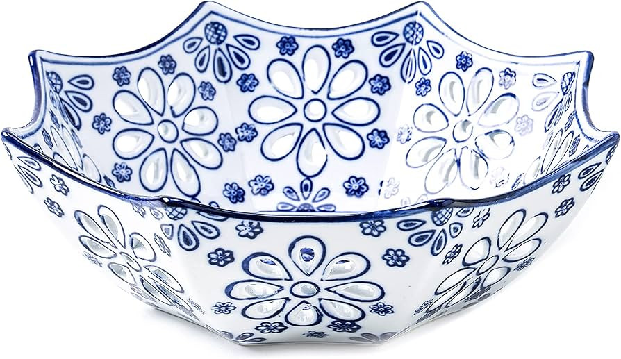 Blue and White Decorative Bowl, Blue Fruit Bowl, Berry Bowl, Chinoiserie Decor, Blue and White Po... | Amazon (US)