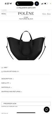 Polene Cyme Tote Top Handle Bag In Black - Brand New  | eBay | eBay US