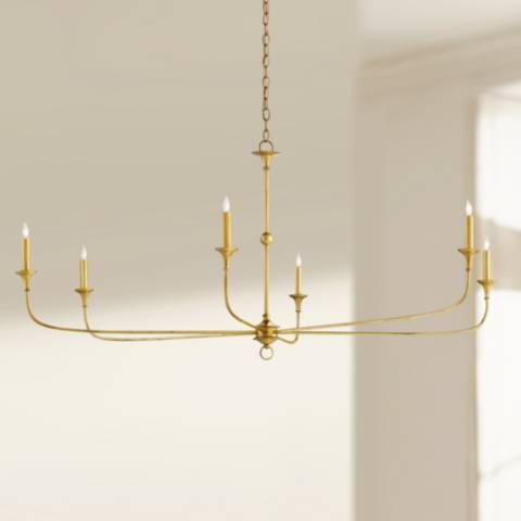 Nottaway 61" Wide 6-Light Contemporary Gold Leaf Chandelier - #573F0 | Lamps Plus | Lamps Plus