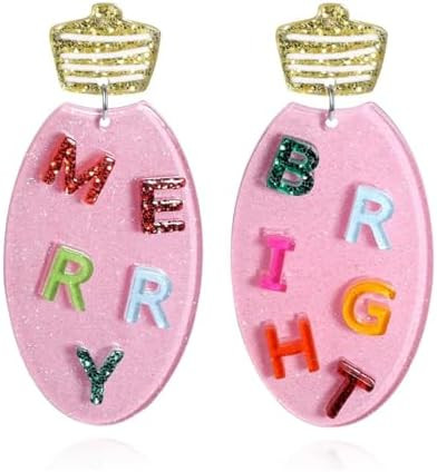 Christmas Earrings for Women - Cute Pink Light Bulb Ornament Dangle Holiday Jewelry, Christmas Ou... | Amazon (US)