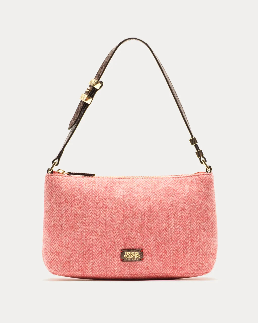 Freddie Shoulder Bag - Pink Herringbone Wool | Frances Valentine