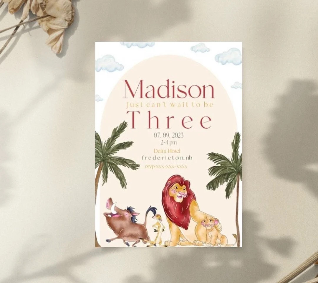 Disney Birthday Invitation, Disney Theme Invite, Disney Birthday Party, Lion King Theme Party, Di... | Etsy (US)