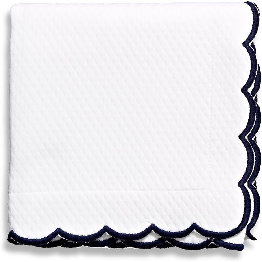 Belle Epoque Isabel Embroidered Scalloped King Coverlet, White/Navy | Amazon (US)