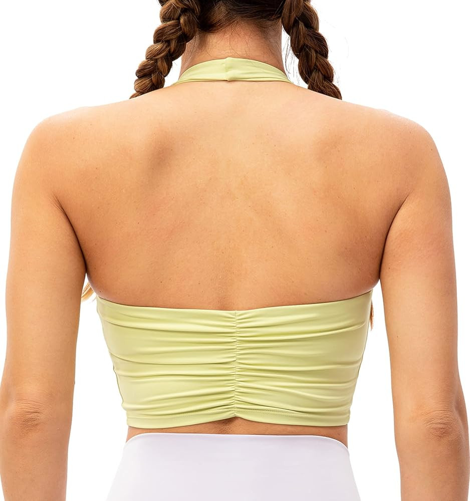 Lavento Women's Halter Sports Bra Longline Padded Yoga Crop Bras Top | Amazon (US)