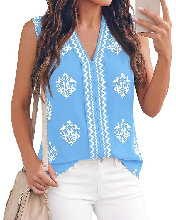 BTFBM Womens Tank Tops Floral Printed V Neck Sleeveless Spring 2026 Business Work Dressy Casual S... | Amazon (US)
